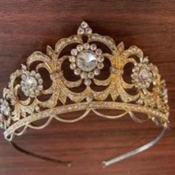 Vintage Gold & Crystal Tiara Crown